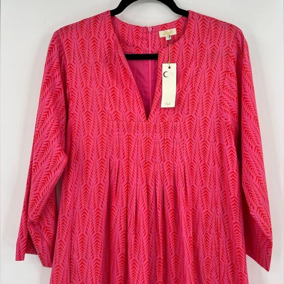 🆕 NWT Layla Printed Tunic Mini Dress Pattern Pocket Boho Pink Orange Red Medium - Picture 4 of 14